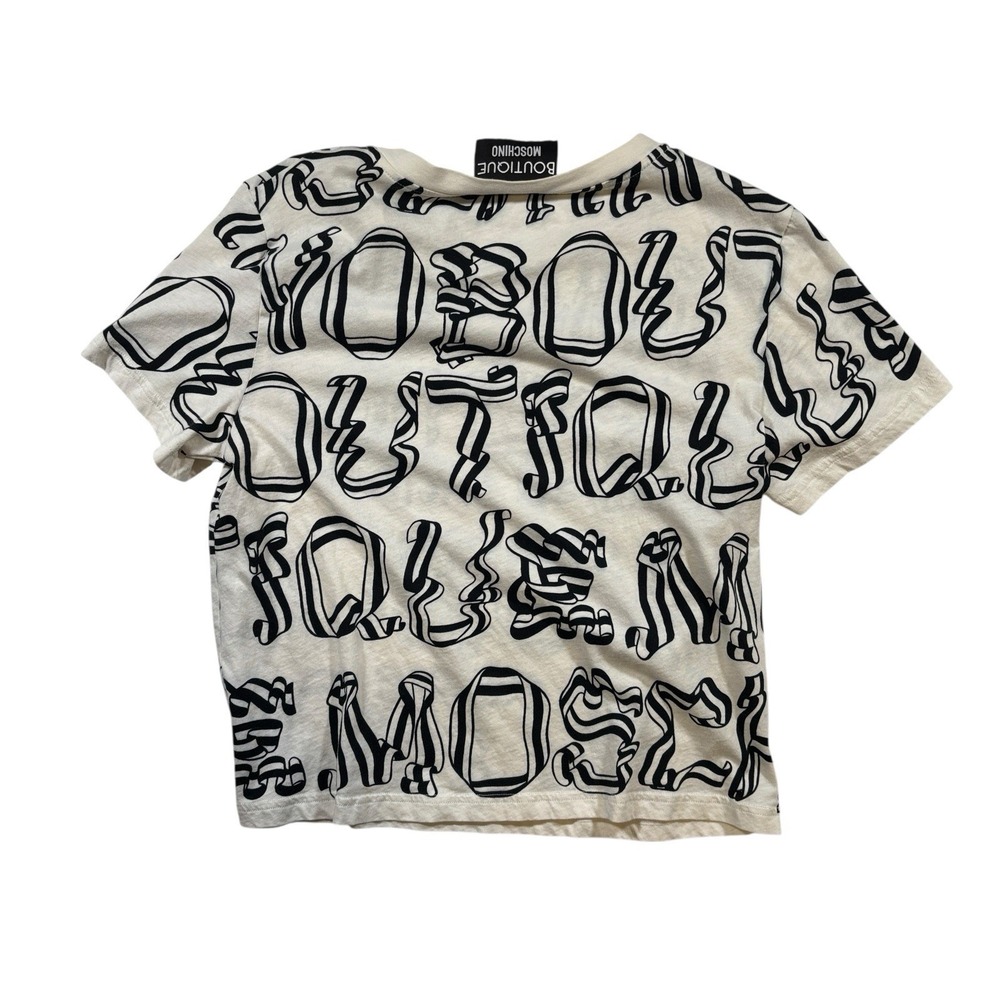Moschino Boutique White Ribbon Logo All Over Tshirt‎ US 6 - Picture 8 of 8